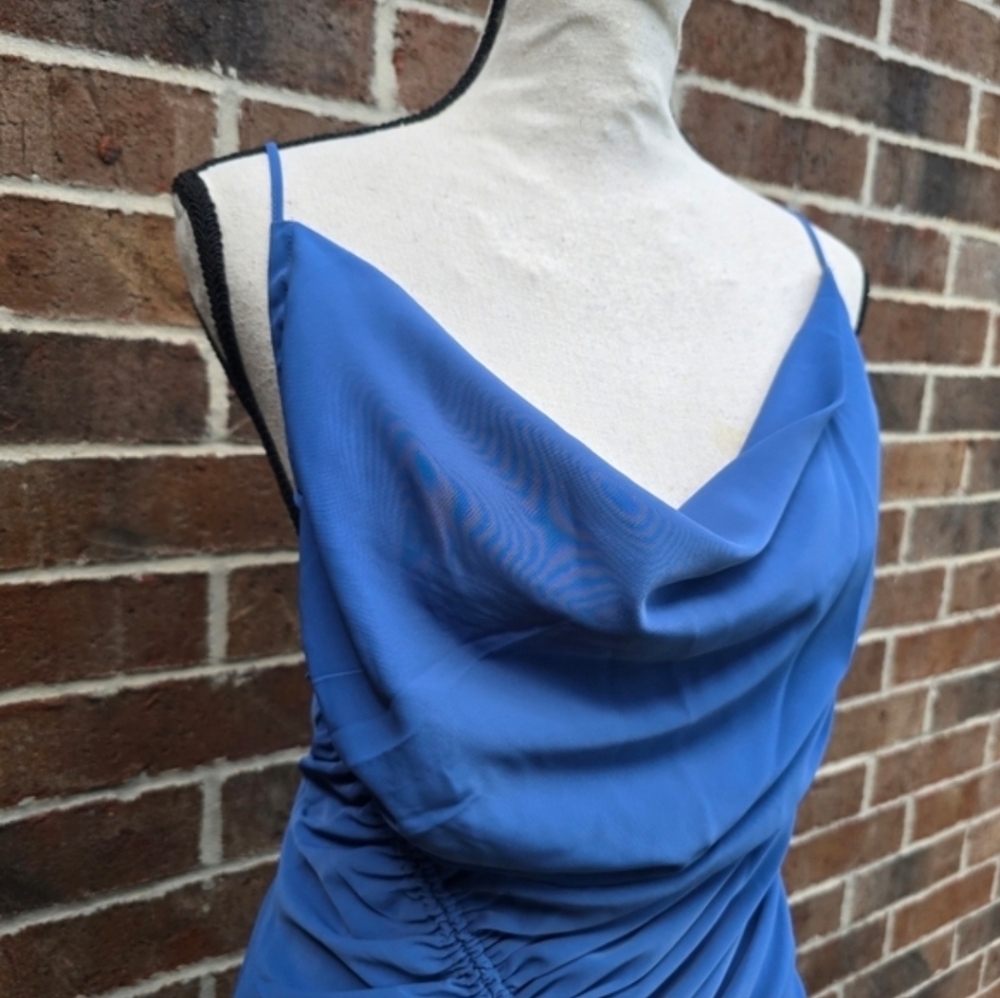 NWT Abercrombie & Fitch Blue One Shoulder Ruched Bodycon Dress Size S - Picture 6 of 11